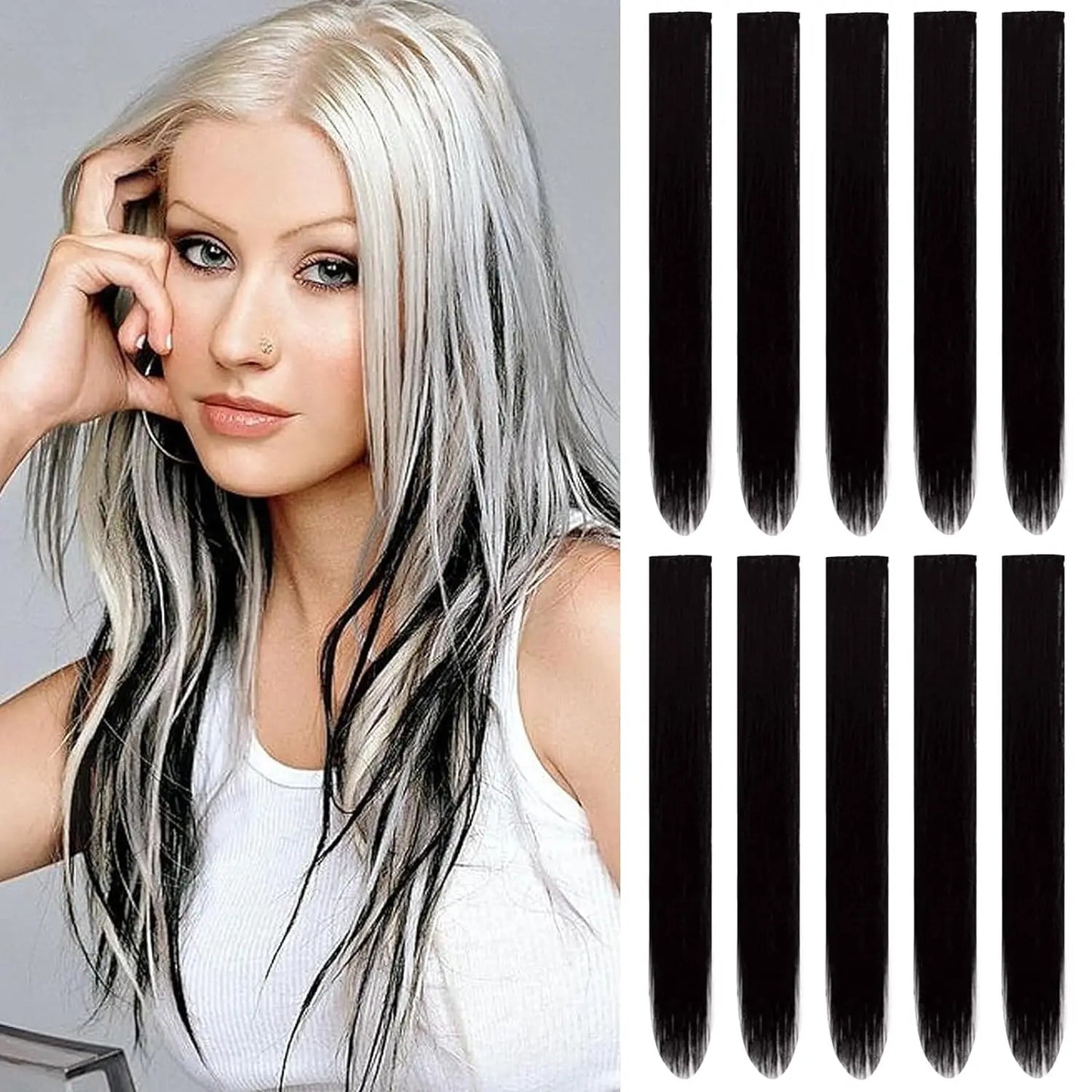 10 PCS Colored Hair Extensions Clips-9