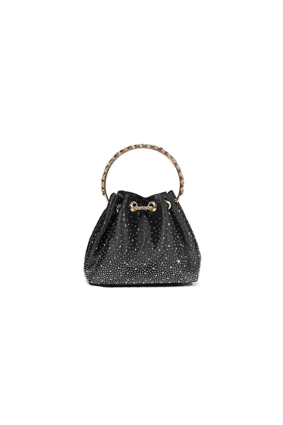 Black Embellished Top Handle Evening Bag-2