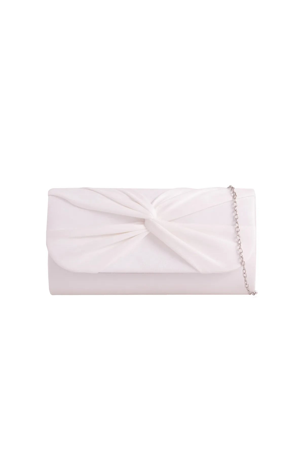 White Suede Clutch Bag with Knot Detail-0