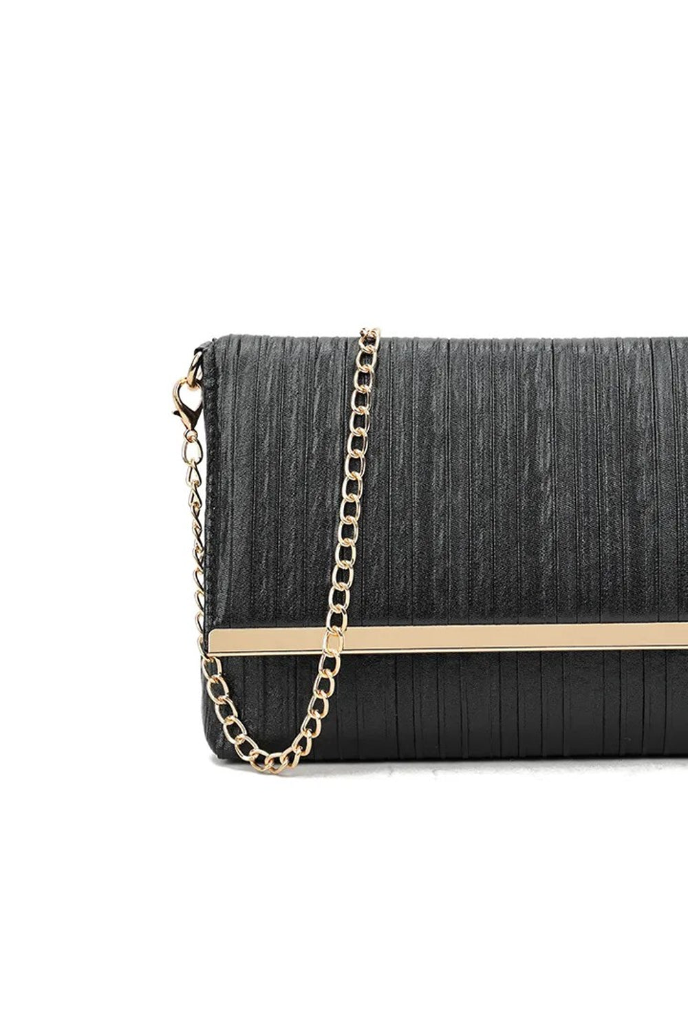 Black Pleated Clutch Bag-3