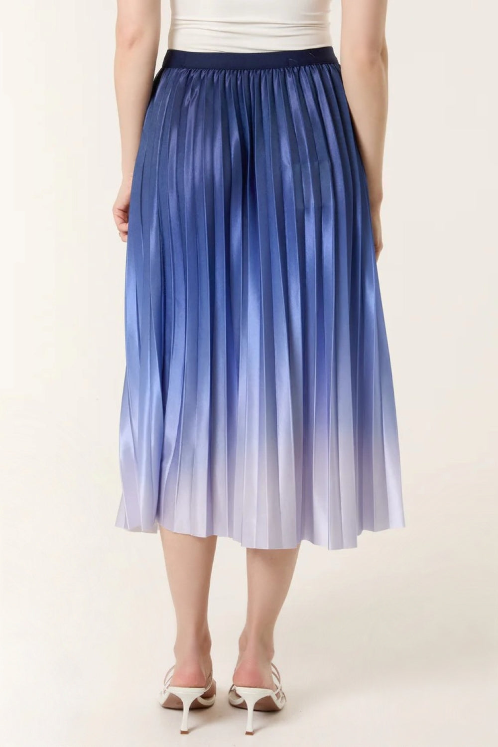 Blue Gradient Pleated Midi Skirt-3