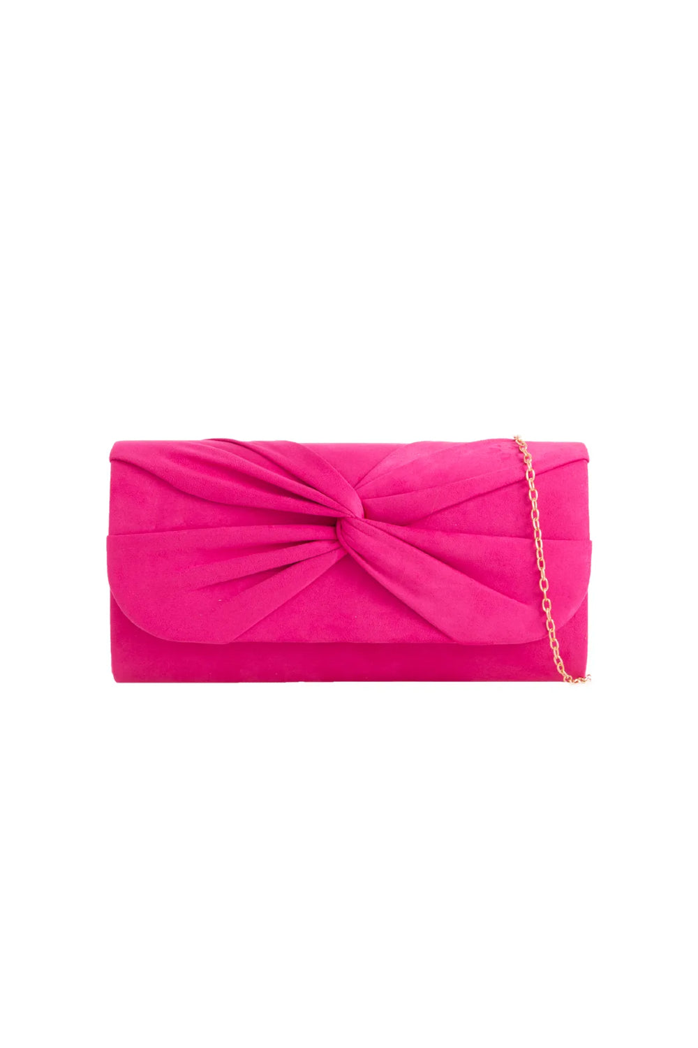 Fuchsia Suede Clutch Bag with Knot Detail-0
