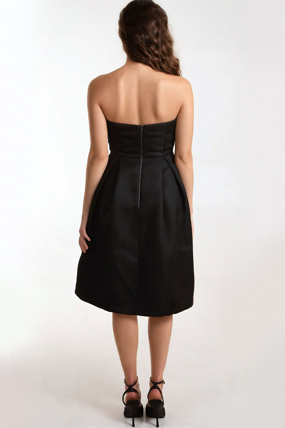 Black Bandeau Midi Dress with Pockets-2