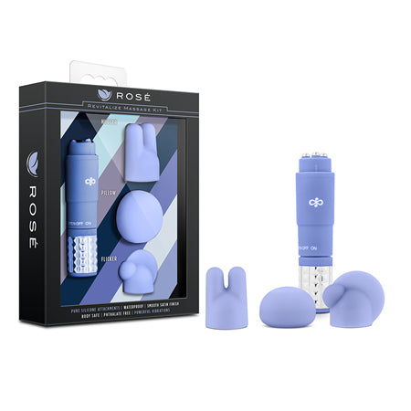 Rose Revitalize Massage Kit with Mini Vibrator & 3 Silicone Attachments Periwinkle-0