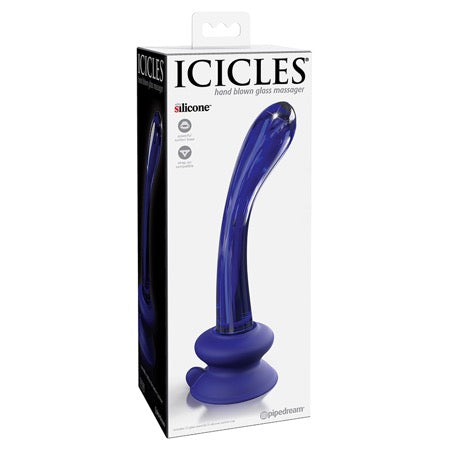 Icicles No. 89 Curved Glass G-Spot Massager With Suction Cup Blue-0