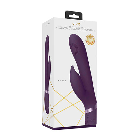 VIVE AIMI Rechargeable Swinging Pulse-Wave Silicone Rabbit Vibrator Purple-0