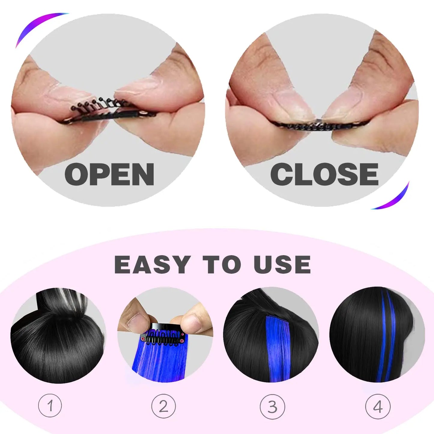 10 PCS Colored Hair Extensions Clips-2