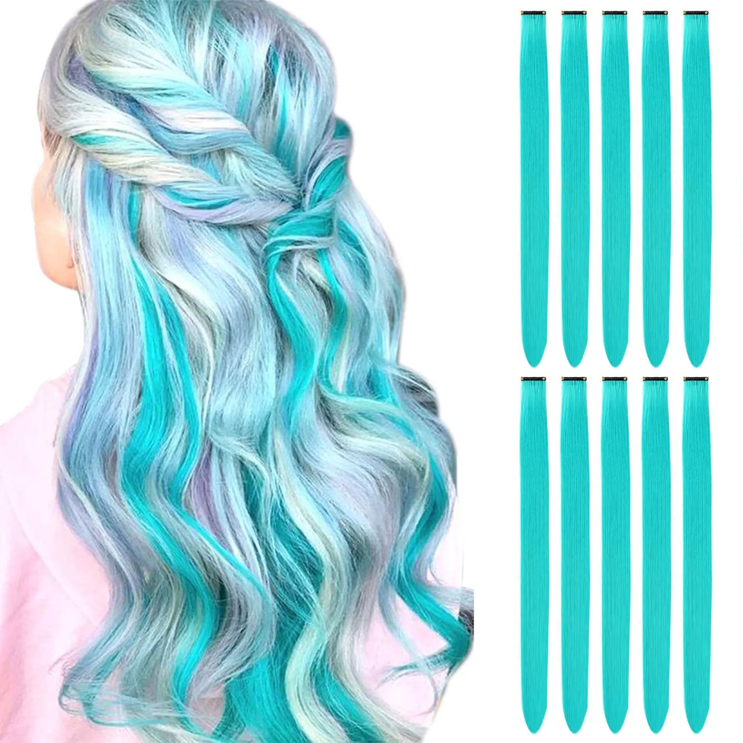 10 PCS Colored Hair Extensions Clips-11