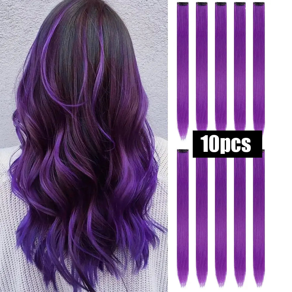 10 PCS Colored Hair Extensions Clips-12