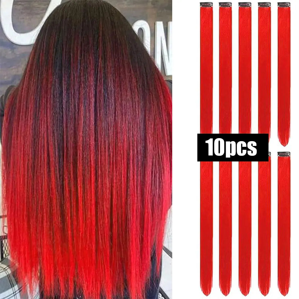 10 PCS Colored Hair Extensions Clips-17