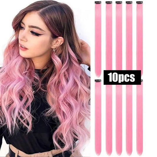 10 PCS Colored Hair Extensions Clips-10