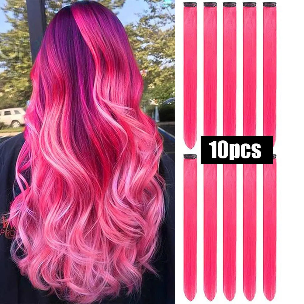 10 PCS Colored Hair Extensions Clips-5
