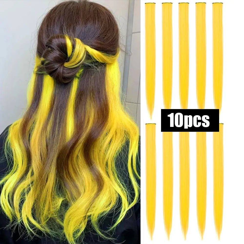10 PCS Colored Hair Extensions Clips-7