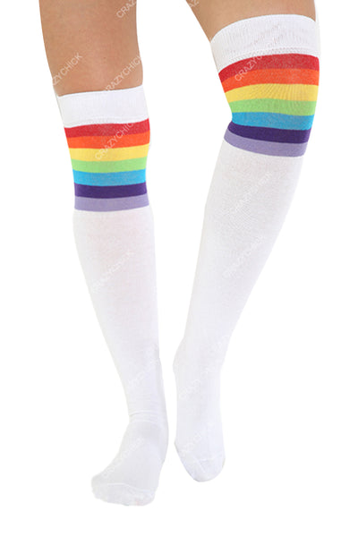 3 Stripe Referee OTK White With Rainbow-0
