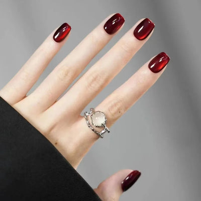 30 Pcs Red Press On Nails Set with Glue-0
