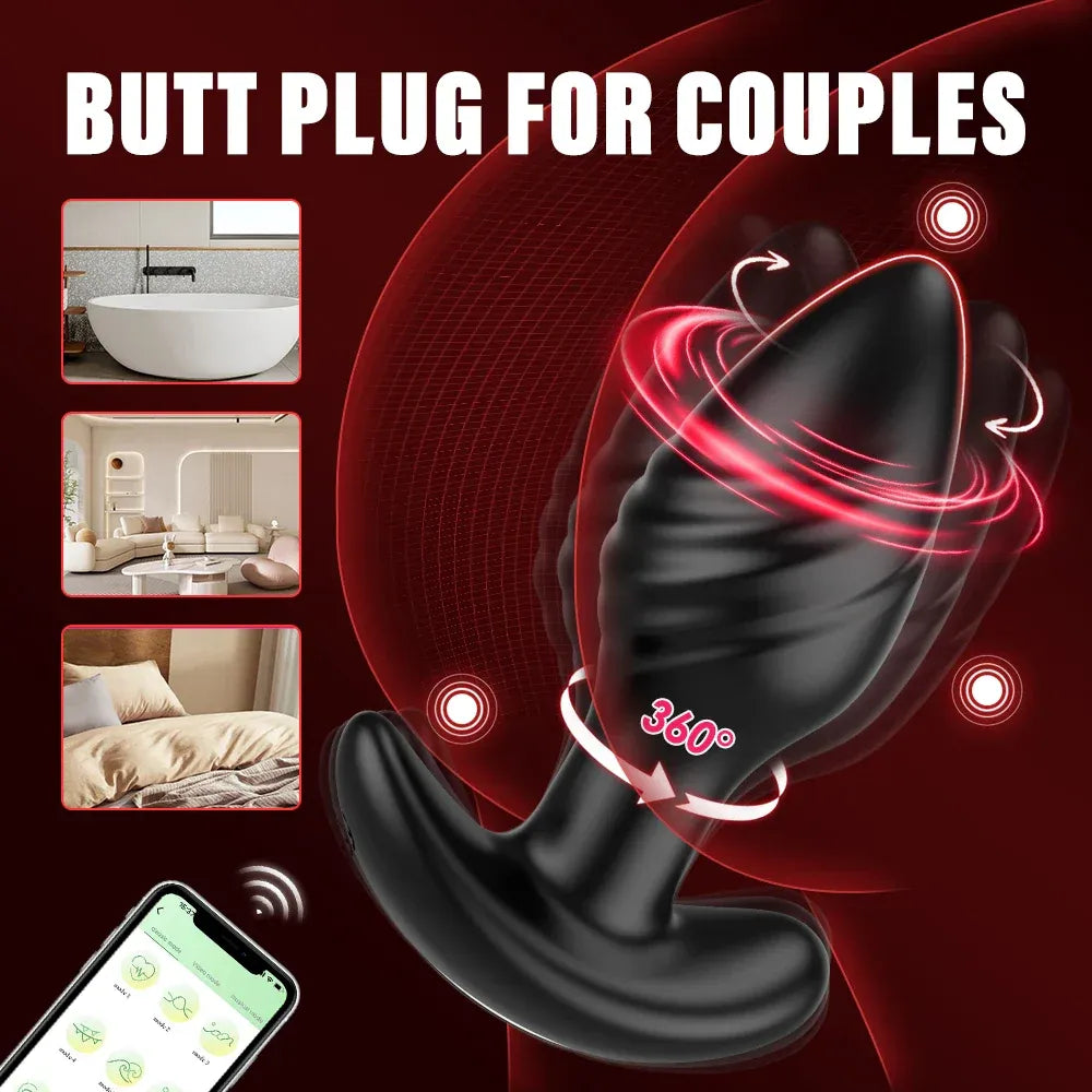 360 Rotating Anal Plug Vibrator-4