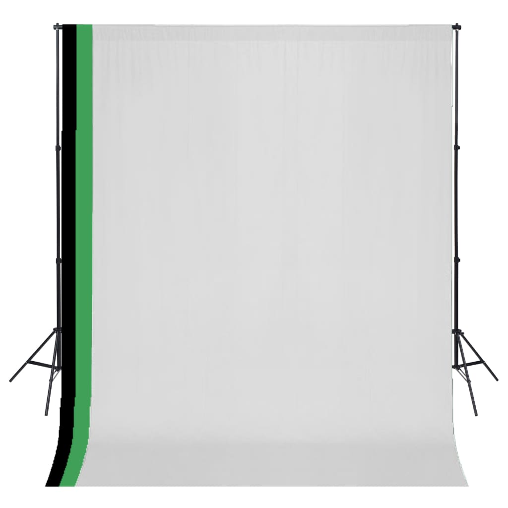 Photo Studio Kit with 3 Cotton Backdrops Adjustable Frame 3x6m