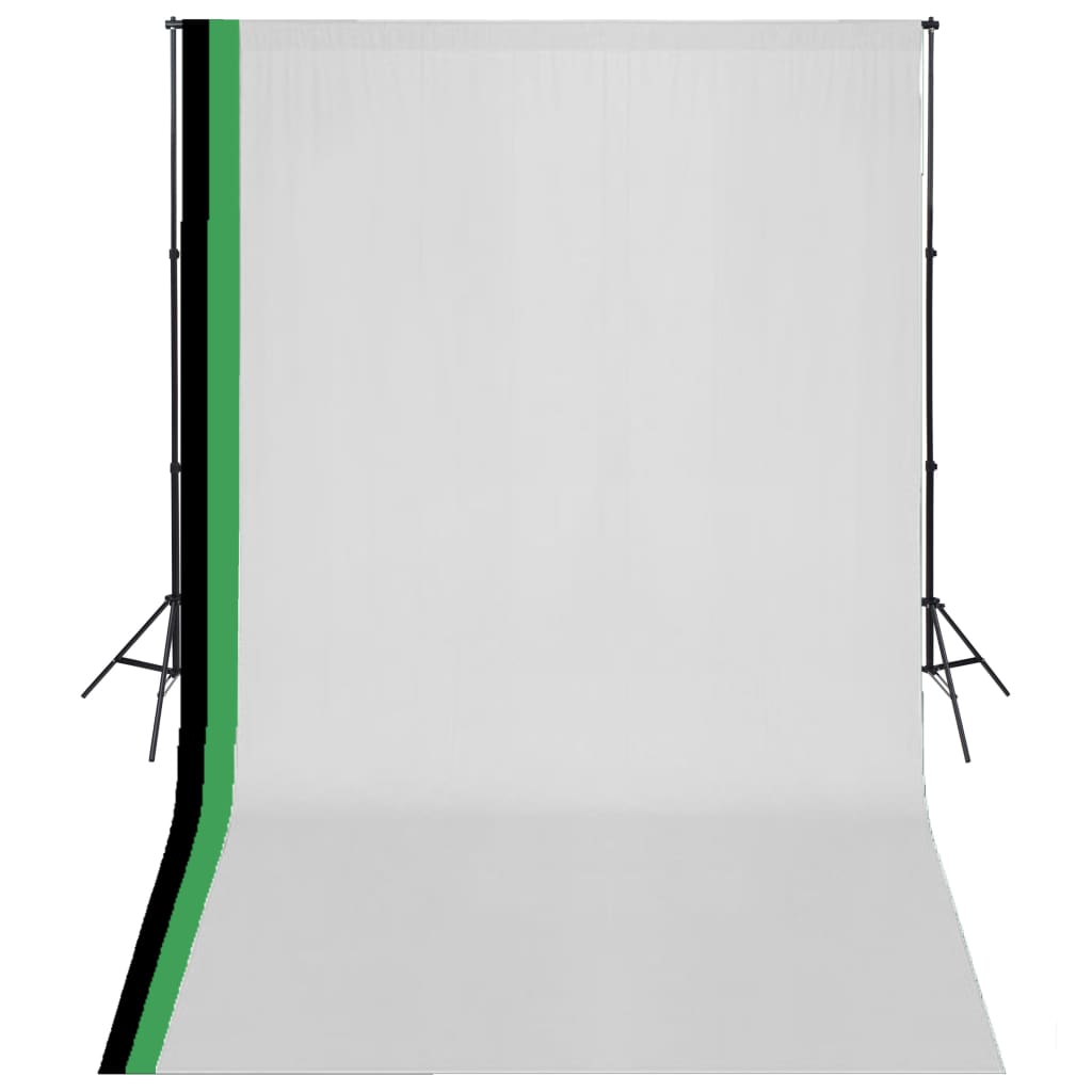 Photo Studio Kit with 3 Cotton Backdrops Adjustable Frame 3x6m