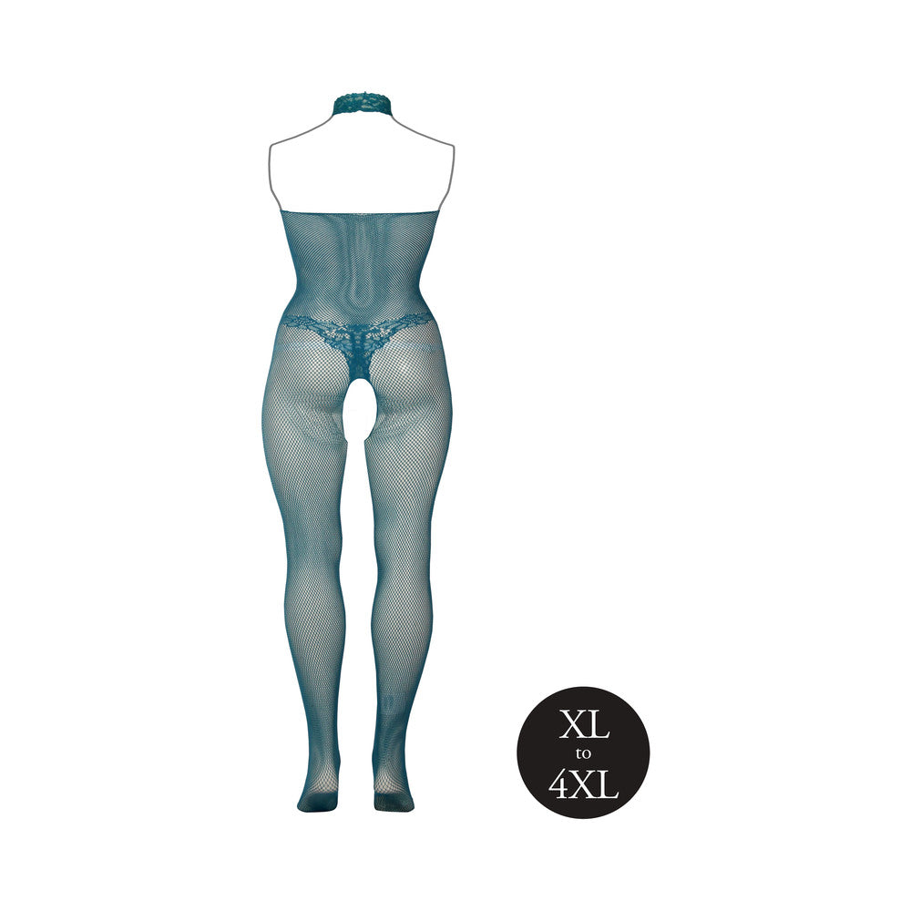Le Desir Fishnet and Lace Bodystocking Ocean Deep Queen Size-4