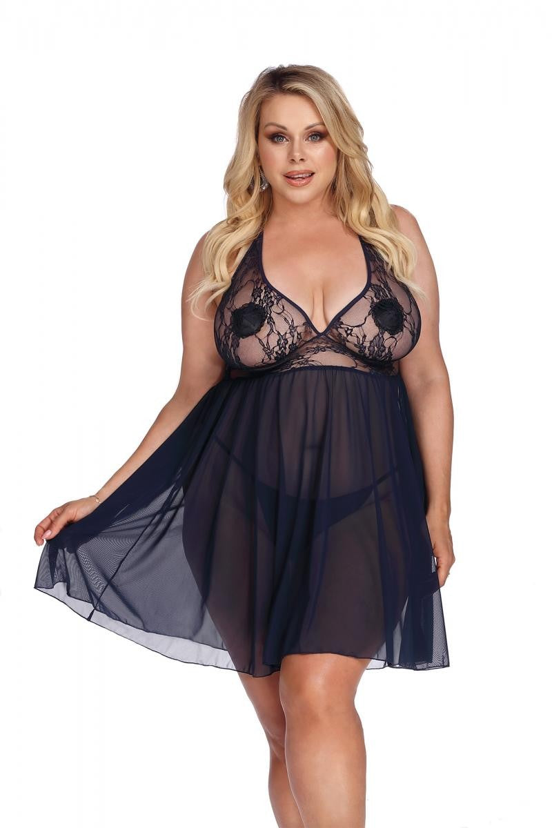 schwarzes Babydoll AA052958 - 5XL/6XL-0