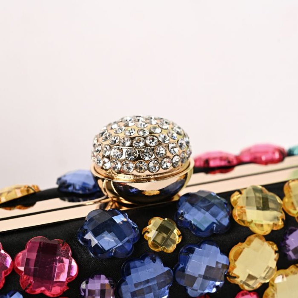 Black Crystal Clutch Bag-3