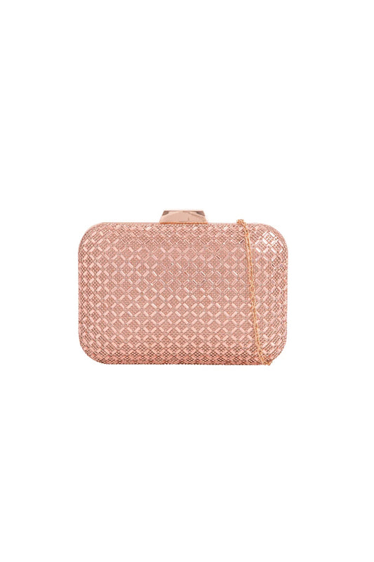 Rose Gold Diamante Clutch Bag-0
