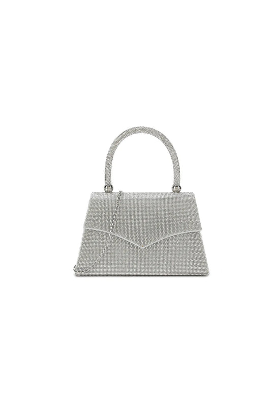 Silver Diamante Top Handle Bag-0