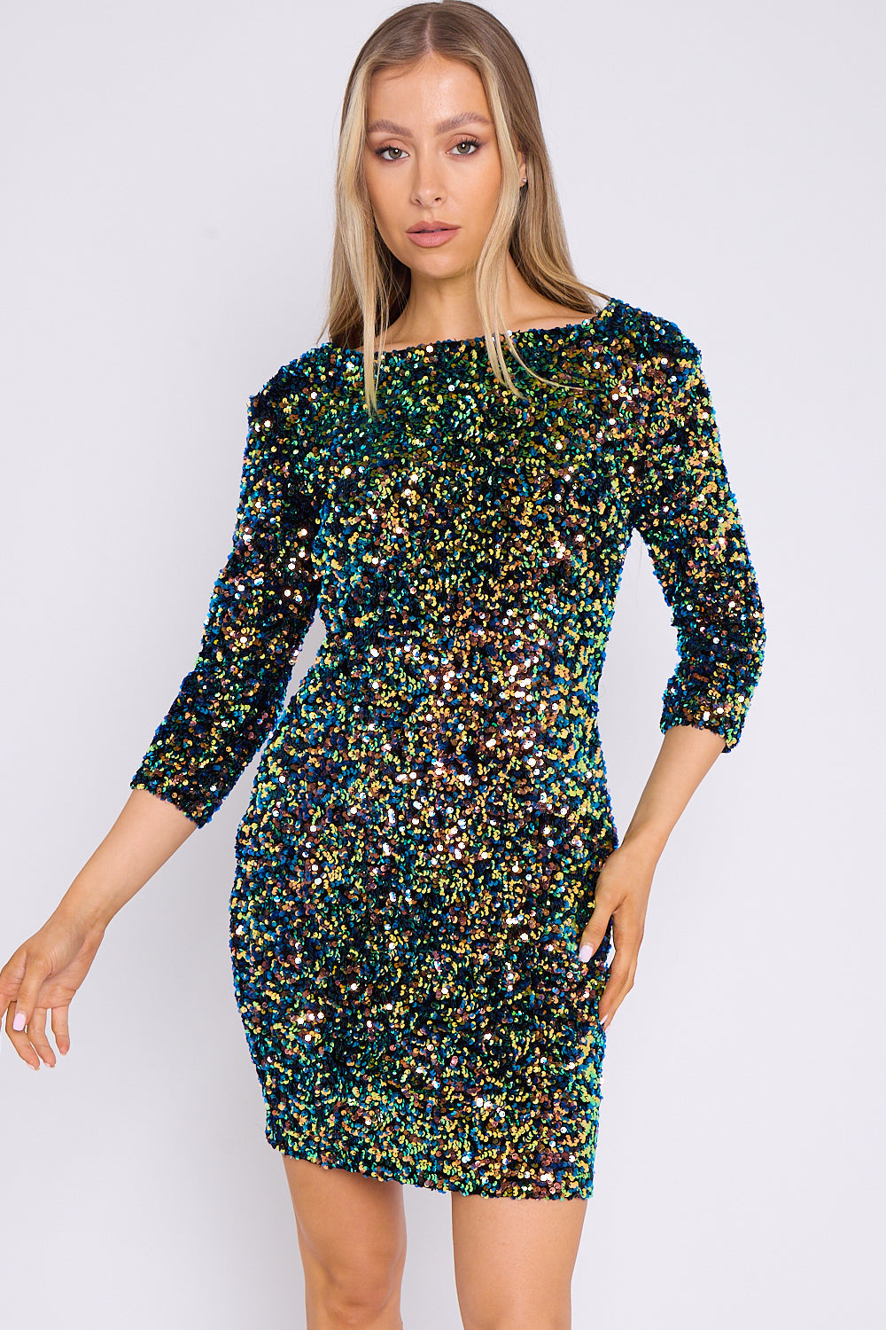 Multicolour Sequin Mini Dress-0