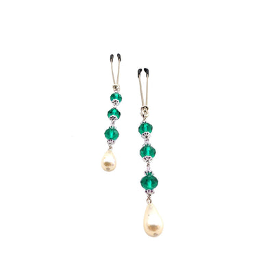 Bijoux de Nip Pearl Turquoise Beaded Nipple Clamps-0