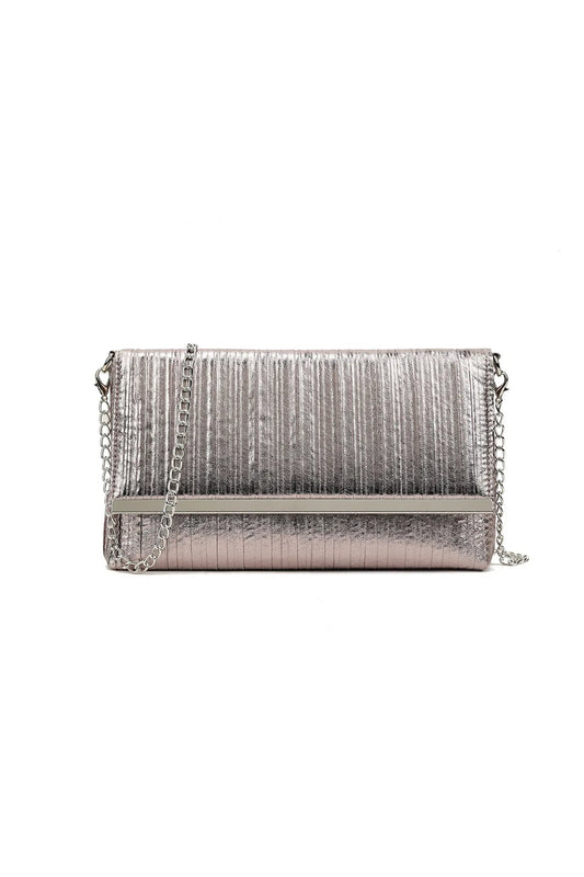 Pewter Pleated Clutch Bag-0