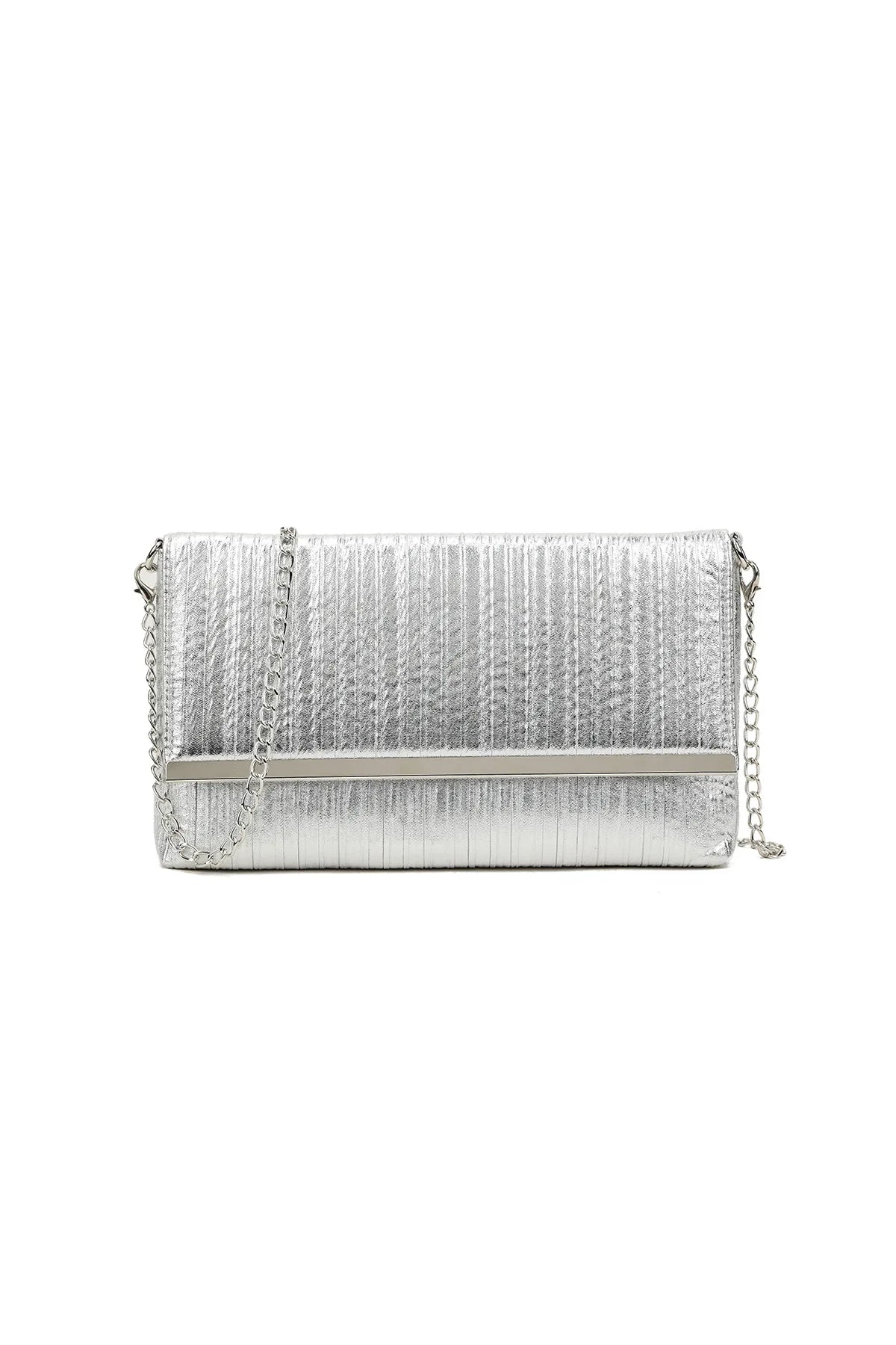 Silver Pleated Clutch Bag-0