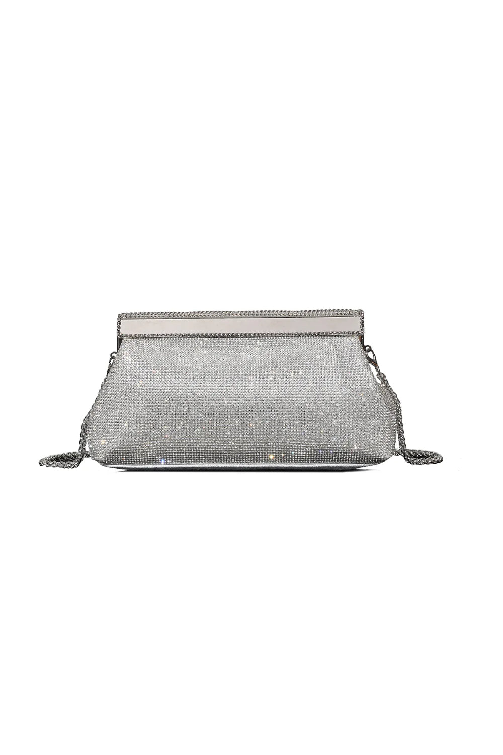Silver Diamante Clutch Bag-0
