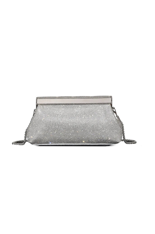 Silver Diamante Clutch Bag-0
