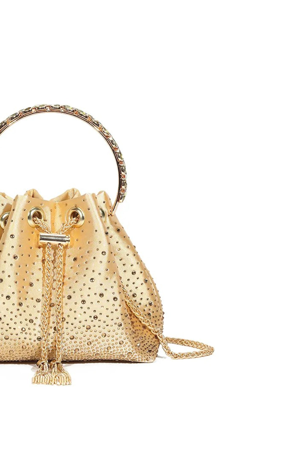 Gold Embellished Top Handle Evening Bag-1