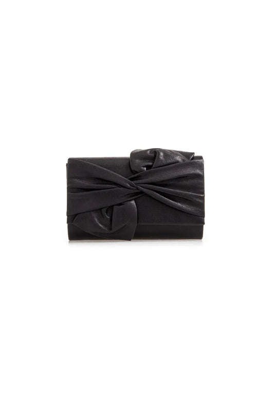 Black Evening Clutch Bag with Bow Detail-0