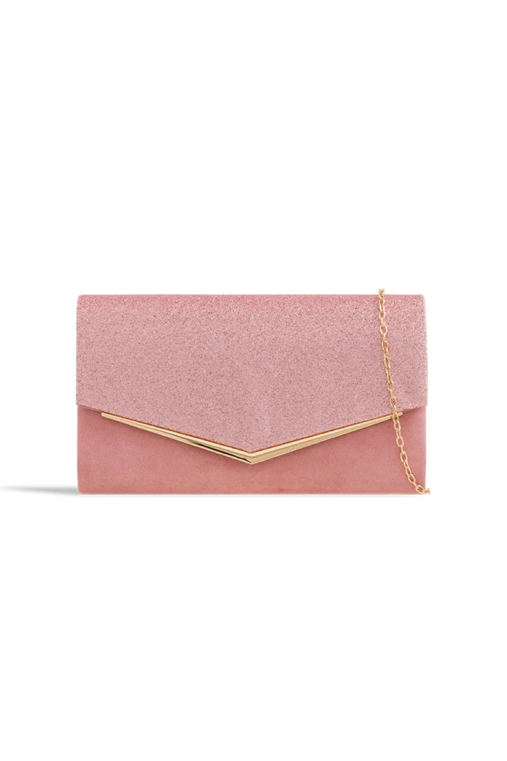Blush Glitter Envelope Clutch Bag-0
