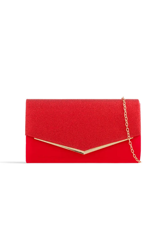 Red Glitter Envelope Clutch Bag-0