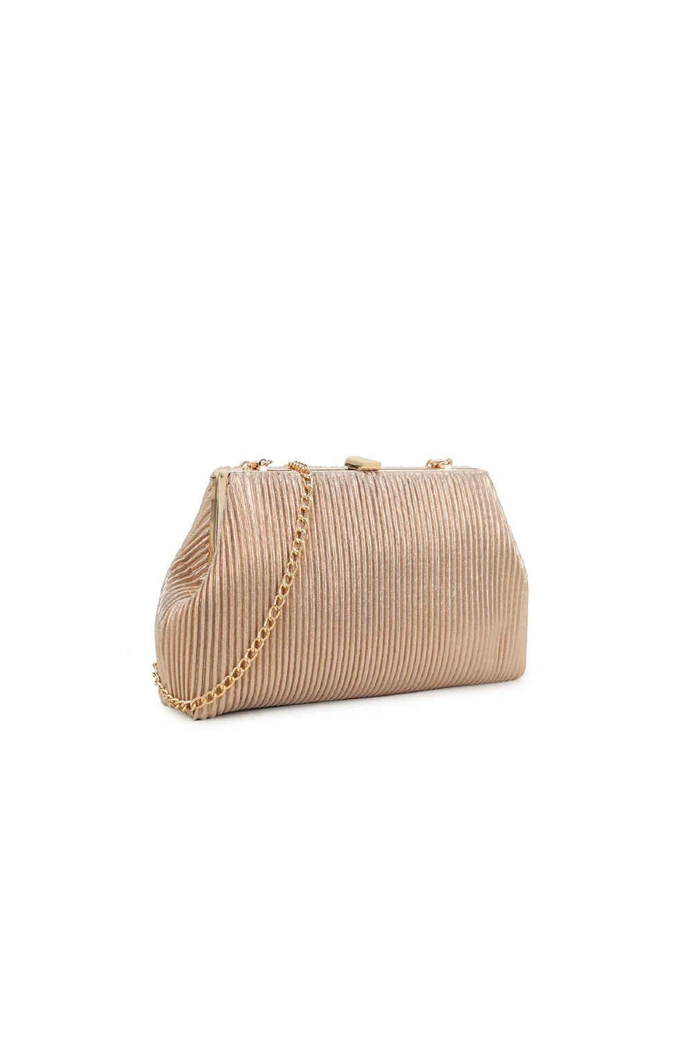 Rose Gold Glitter Clutch Bag with Removable Chain-1