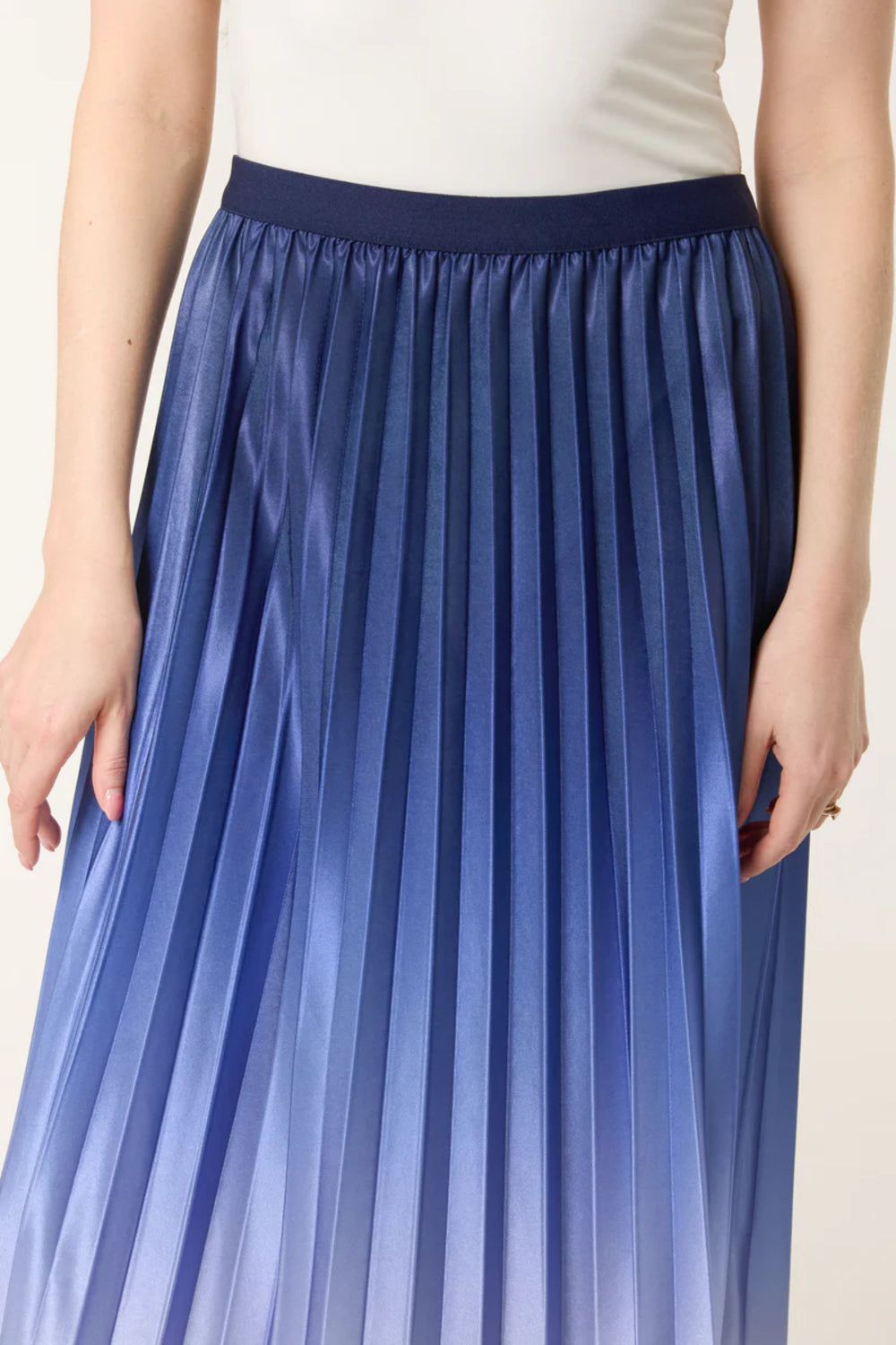 Blue Gradient Pleated Midi Skirt-1