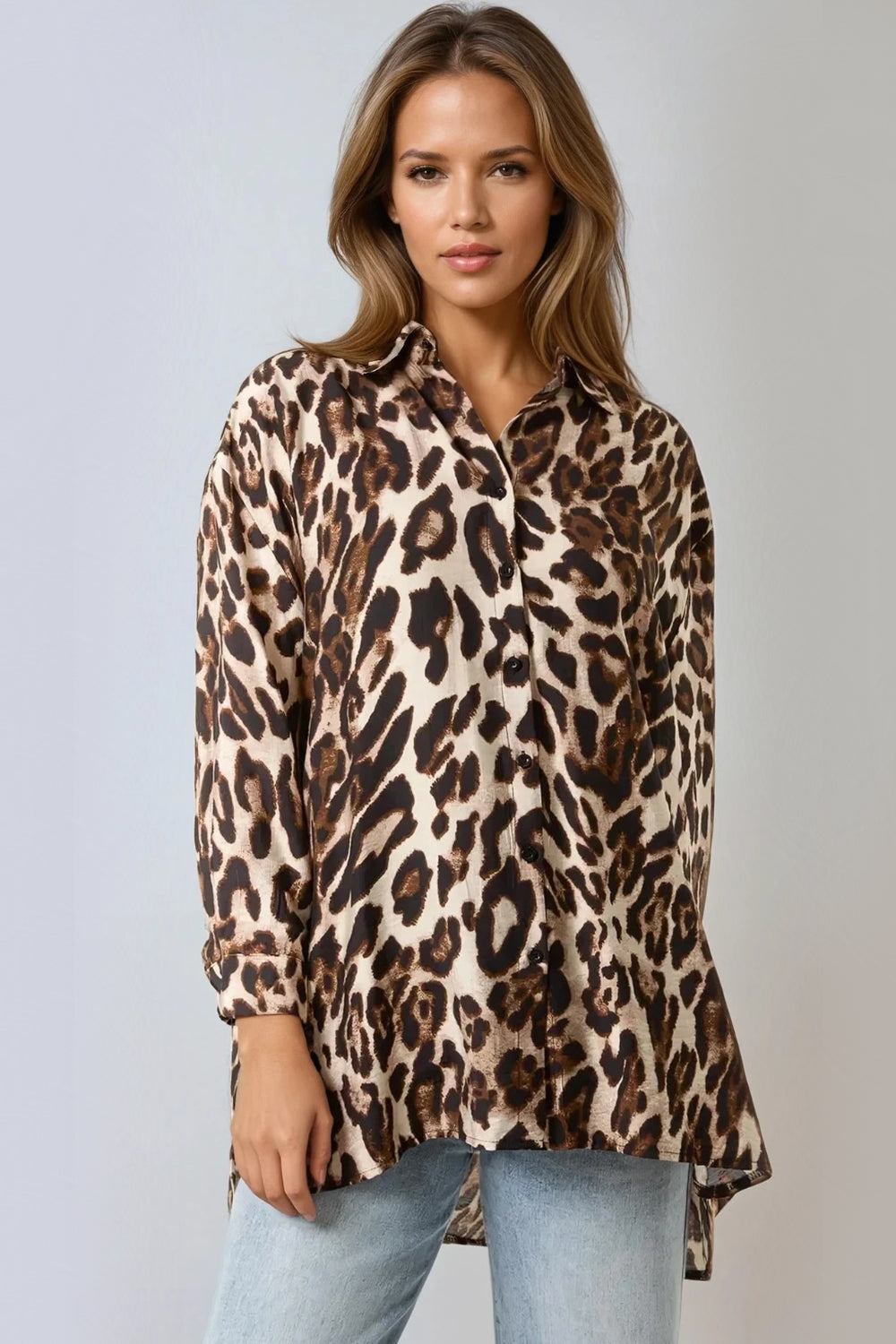 Leopard Print Oversized Shirt-0