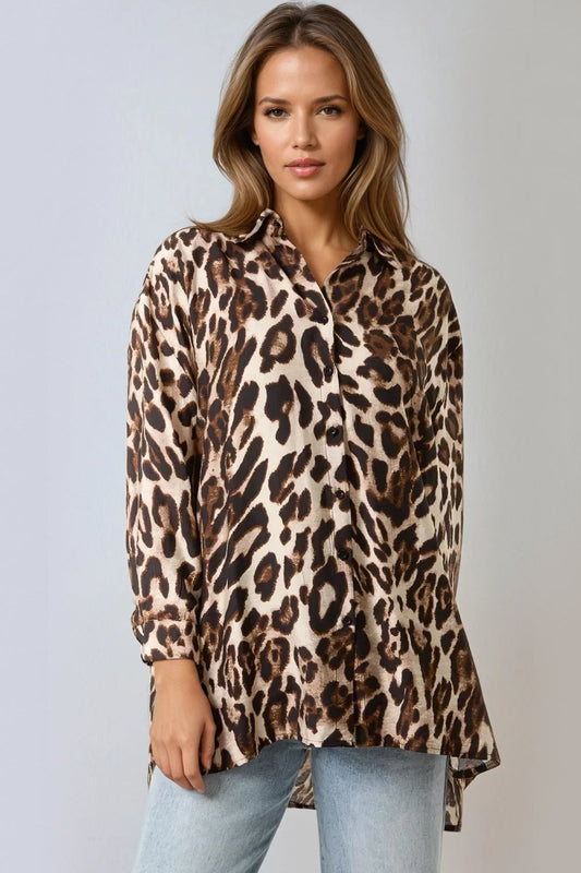 Leopard Print Oversized Shirt-0