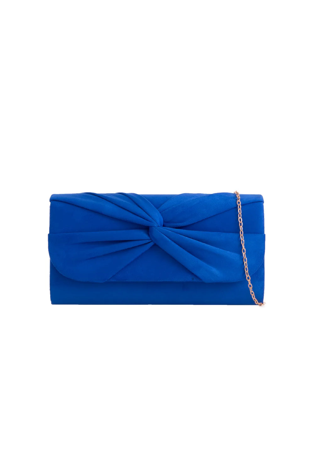 Royal Blue Suede Clutch Bag with Knot Detail-0