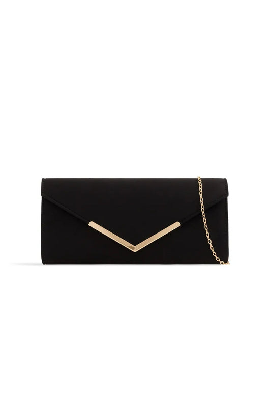 Black Suede Envelope Clutch Bag-0