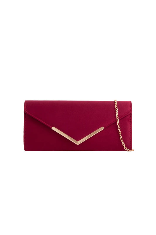 Burgundy Suede Envelope Clutch Bag-0