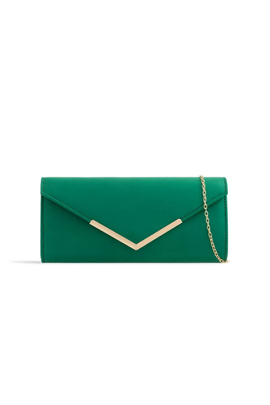 Green Suede Envelope Clutch Bag-0