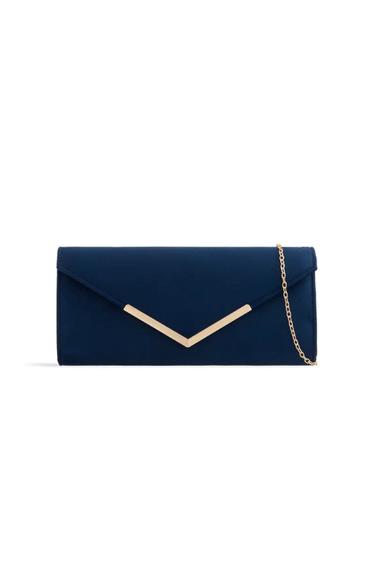 Navy Suede Envelope Clutch Bag-0