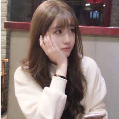 Air Bangs Korean Long Curly Wig-0