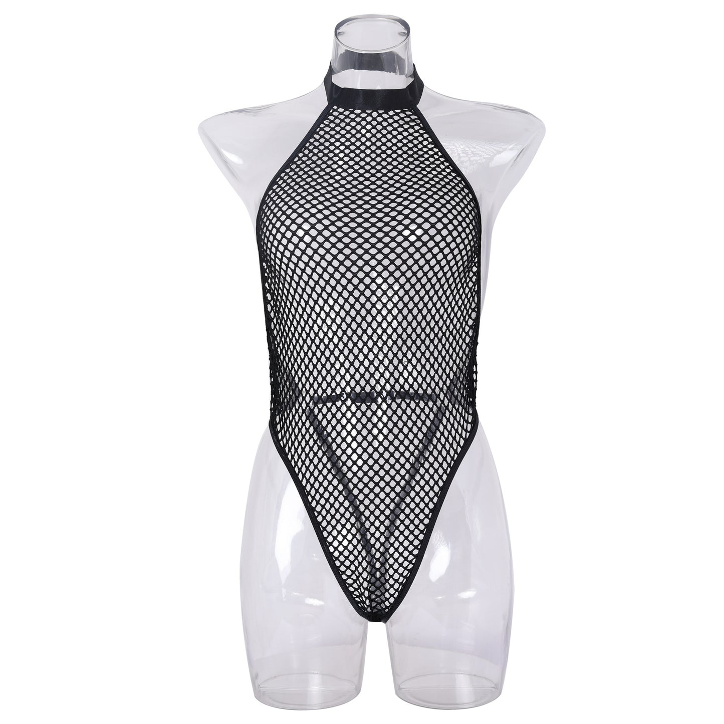 Backless Erotic Bodysuit with Handcuffs - Chic Fishnet Style - Wholesale Lingerie Front View