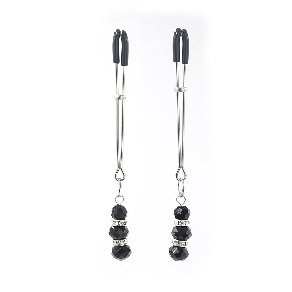 Black Elegant Jewel Tipped Adjustable Nipple Clamps