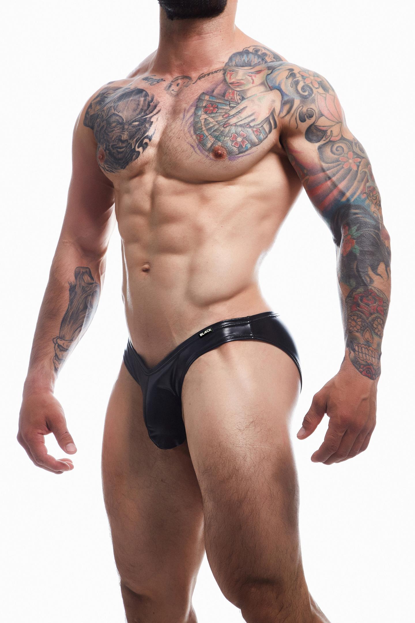 black wetlook bikini briefs BL4CK04 - XL-0